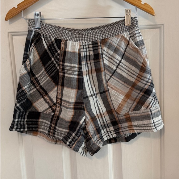 Aerie Plaid Women's gauzy cotton pajama shorts XS NEUTRAL - Picture 4 of 7